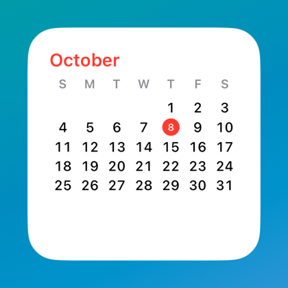 A month calendar widget with today circled